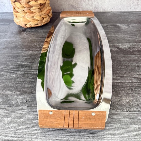 Vintage Kromex MCM Danish Serving Platter – Chrome with Teak Handles – MCM Tray - Picture 4 of 8